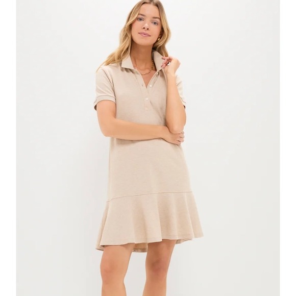 Tuckernuck Dresses & Skirts - Tuckernuck Sandstone Pique May Polo Shirt Dress Medium Long Sleeve Polo Beige